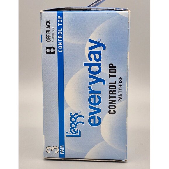 NOS NEW Leggs Everyday Pantyhose Size B Off Black 3 Pair Pack Control Top - Picture 4 of 5